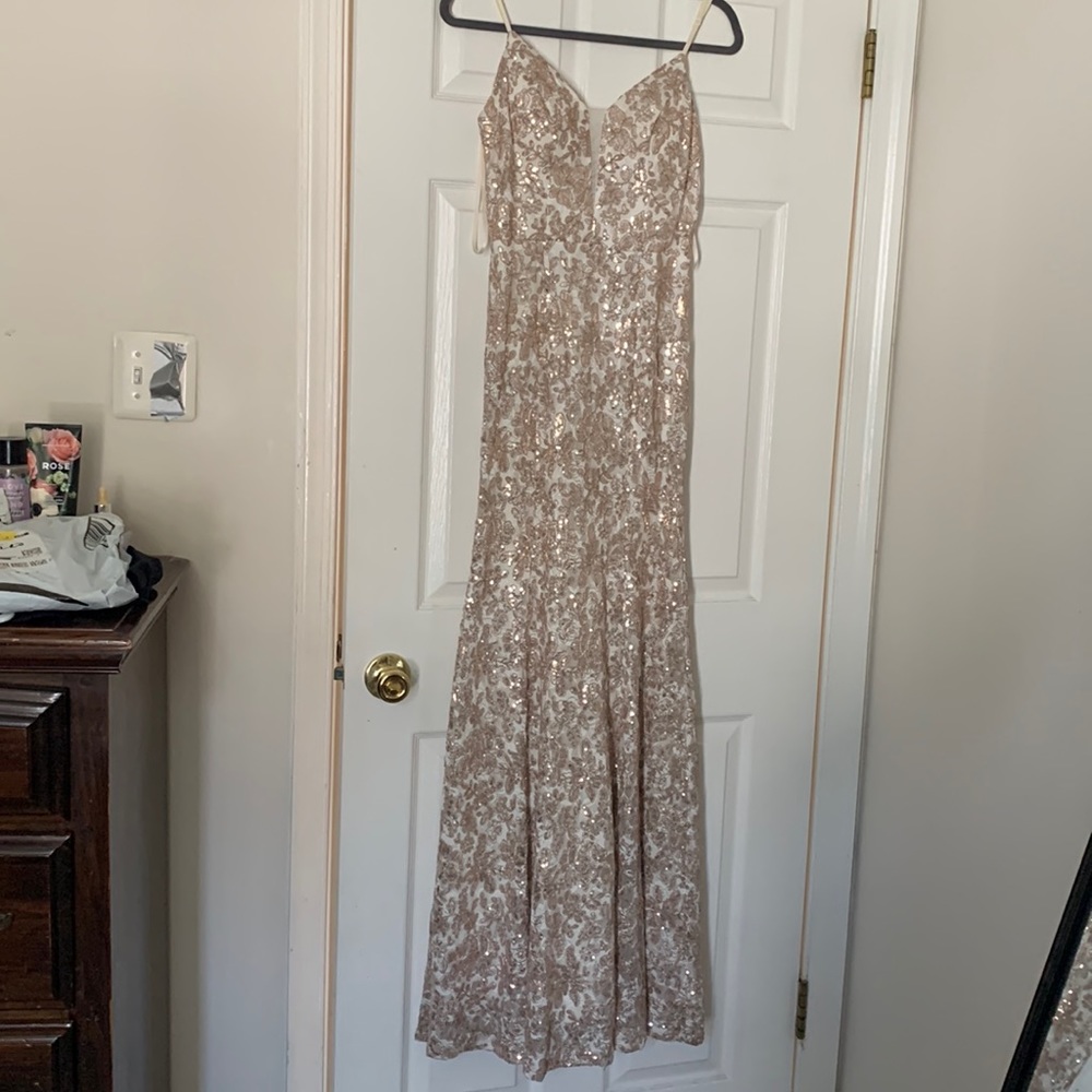 Formal dress. White and gold. Worn once. Size 5